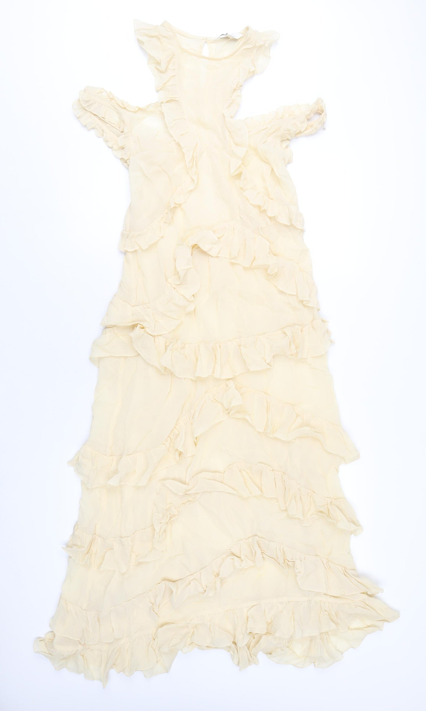 Marks and Spencer Womens Ivory Viscose A-Line Size 8 Round Neck Button