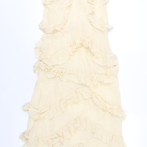 Marks and Spencer Womens Ivory Viscose A-Line Size 8 Round Neck Button