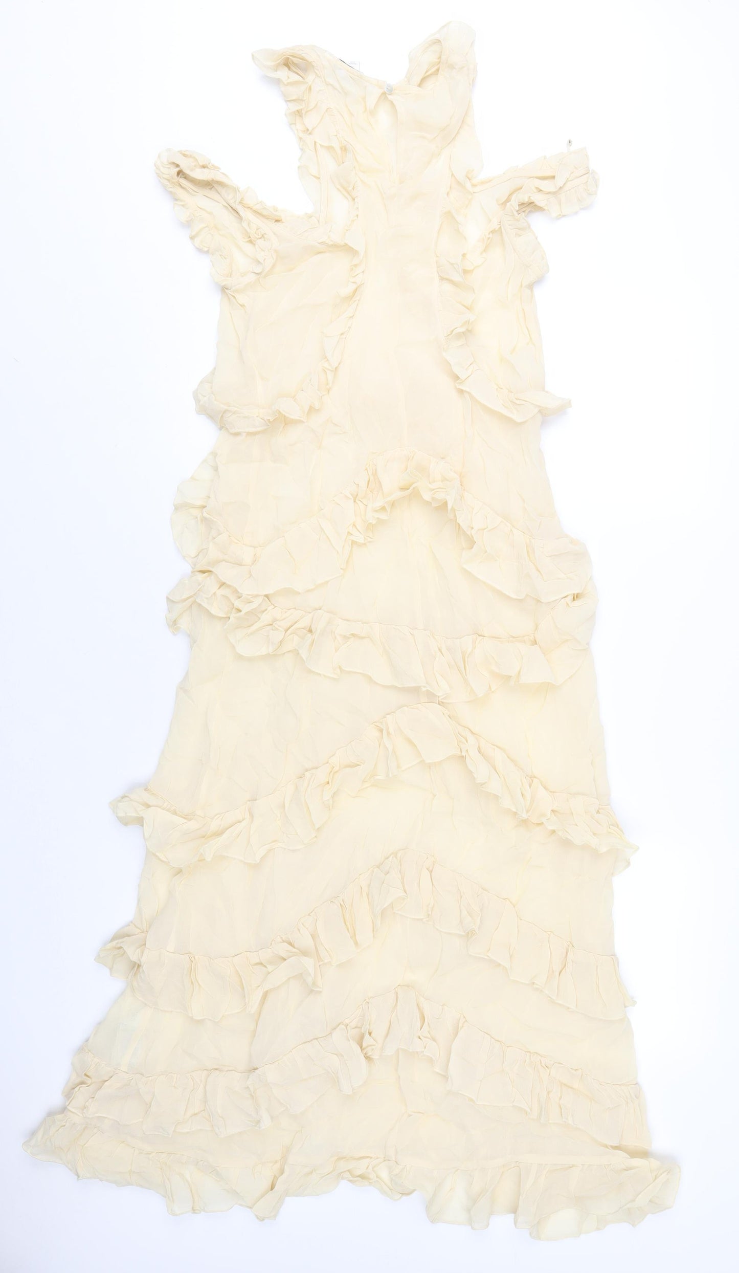 Marks and Spencer Womens Ivory Viscose A-Line Size 8 Round Neck Button