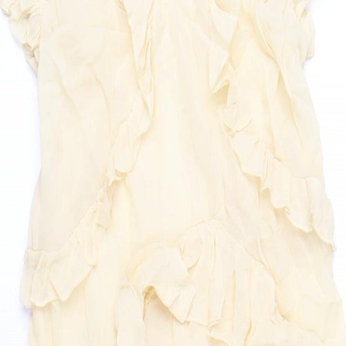 Marks and Spencer Womens Ivory Viscose A-Line Size 8 Round Neck Button