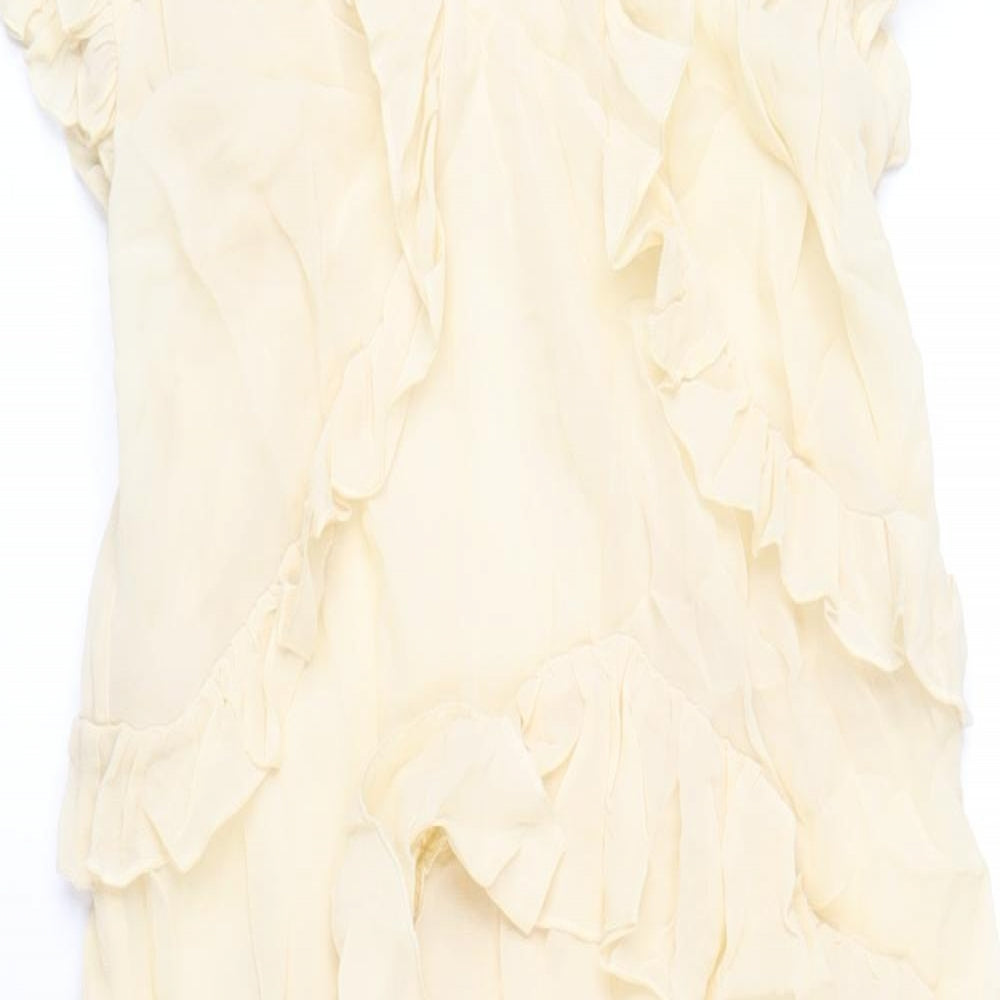 Marks and Spencer Womens Ivory Viscose A-Line Size 8 Round Neck Button