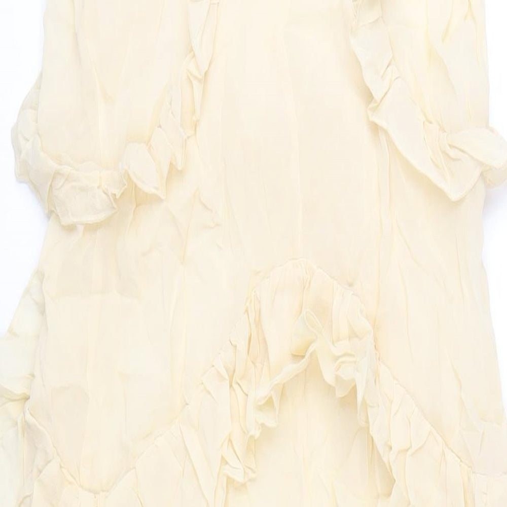 Marks and Spencer Womens Ivory Viscose A-Line Size 8 Round Neck Button