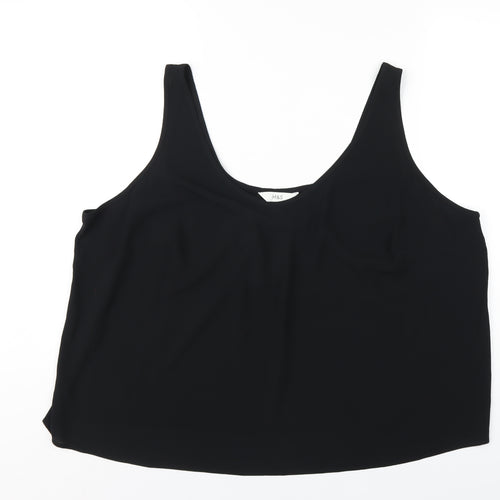 Marks and Spencer Womens Black Polyester Basic Tank Size 24 Scoop Neck