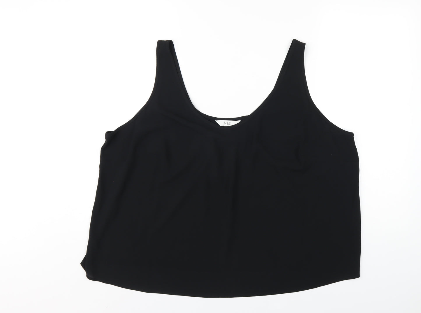 Marks and Spencer Womens Black Polyester Basic Tank Size 24 Scoop Neck