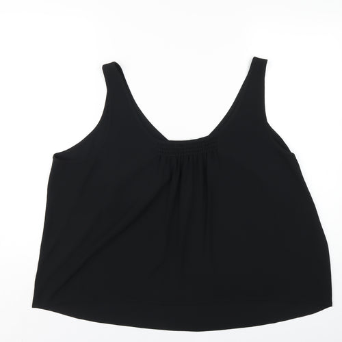 Marks and Spencer Womens Black Polyester Basic Tank Size 24 Scoop Neck
