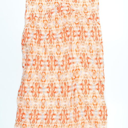 Per Una Womens Orange Geometric Modal A-Line Size 8 V-Neck Zip