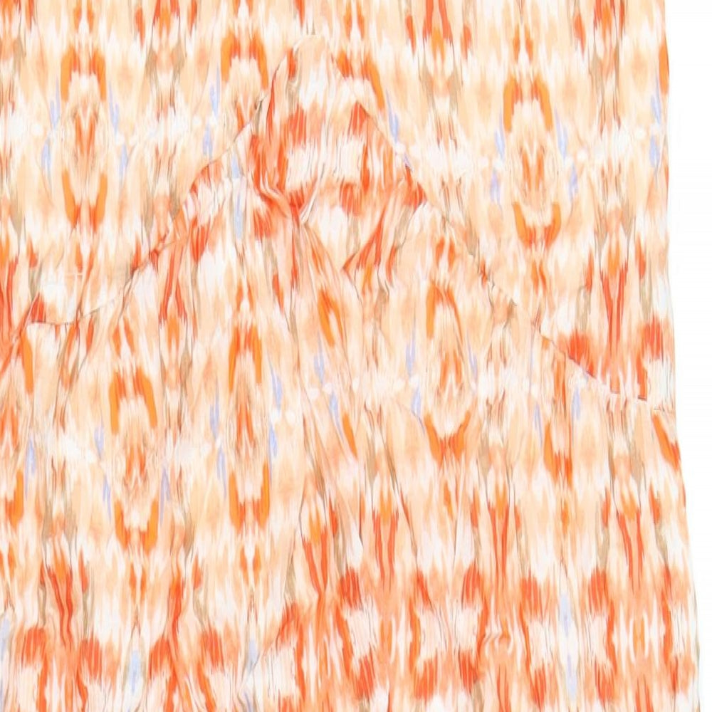 Per Una Womens Orange Geometric Modal A-Line Size 8 V-Neck Zip