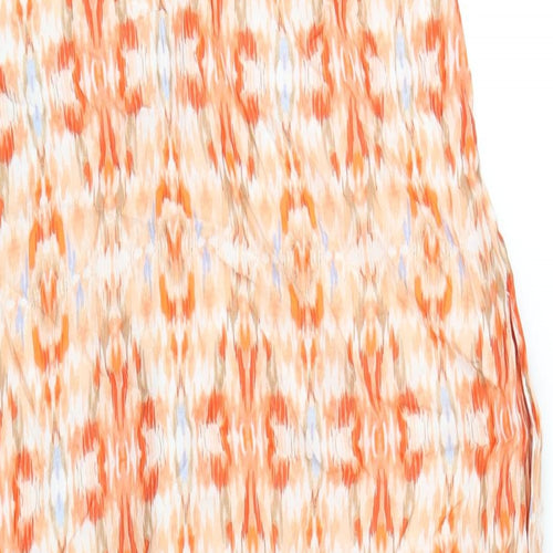 Per Una Womens Orange Geometric Modal A-Line Size 8 V-Neck Zip