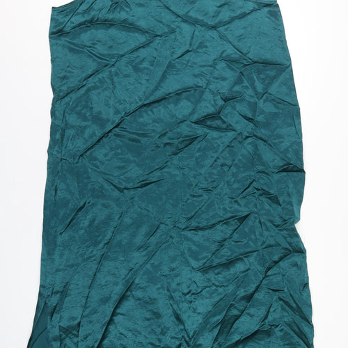 Per Una Womens Green Acetate T-Shirt Dress Size 18 Scoop Neck Pullover