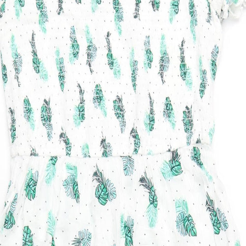 Red Herring Womens White Geometric Viscose A-Line Size 14 Off the Shoulder Pullover