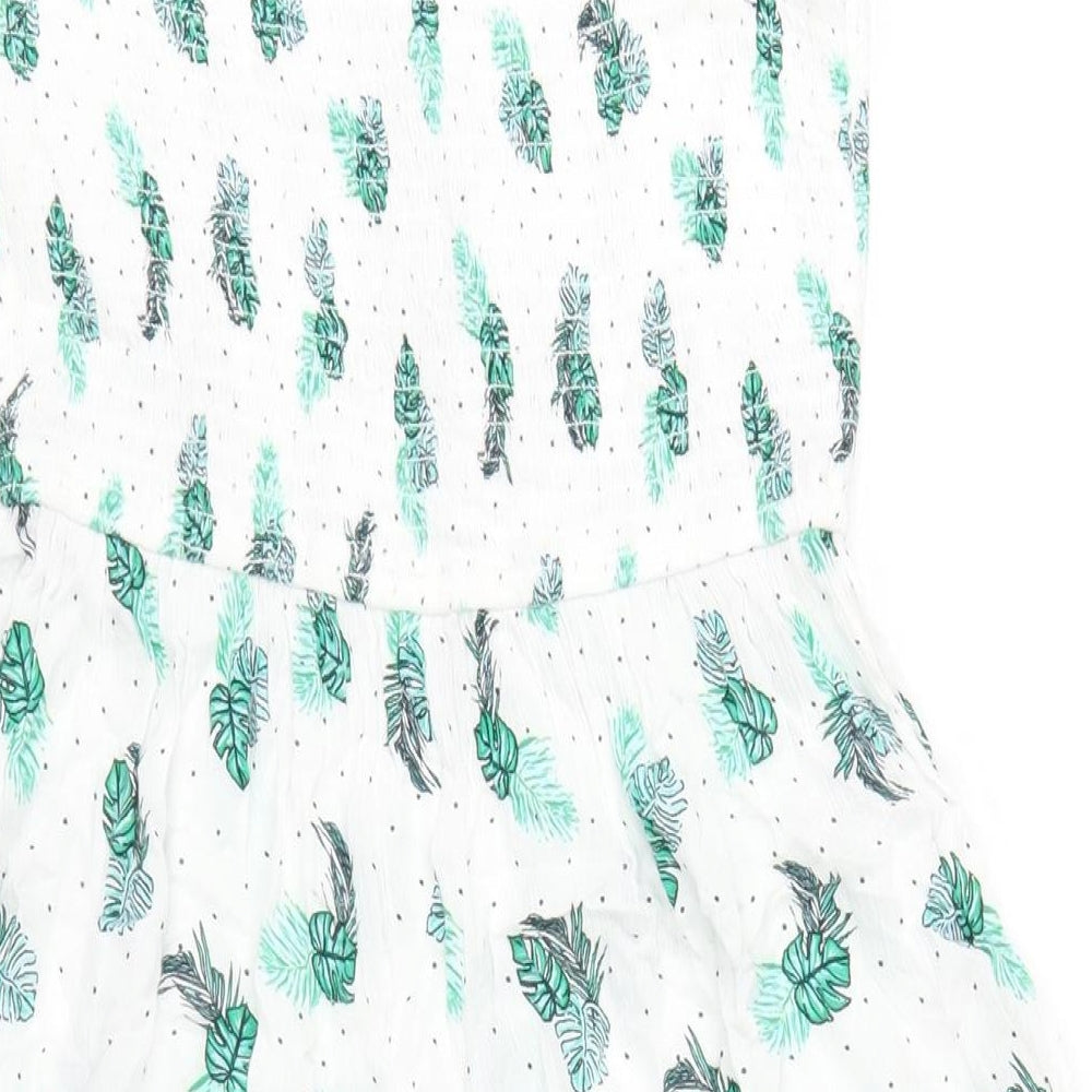 Red Herring Womens White Geometric Viscose A-Line Size 14 Off the Shoulder Pullover