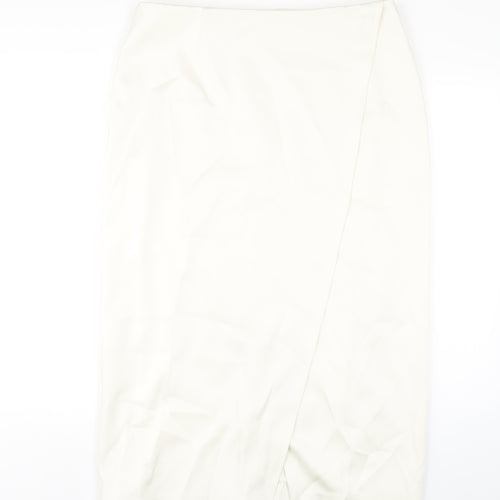 Marks and Spencer Womens Ivory Polyester A-Line Skirt Size 16 Zip