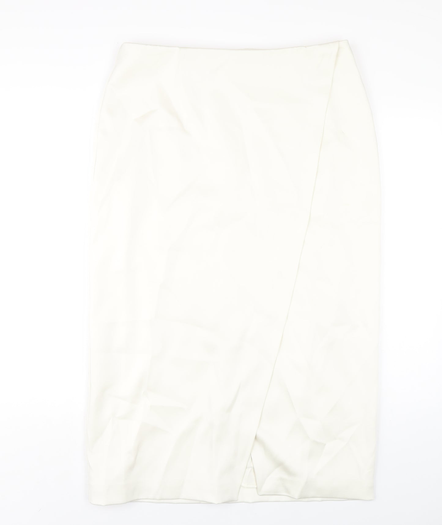 Marks and Spencer Womens Ivory Polyester A-Line Skirt Size 16 Zip