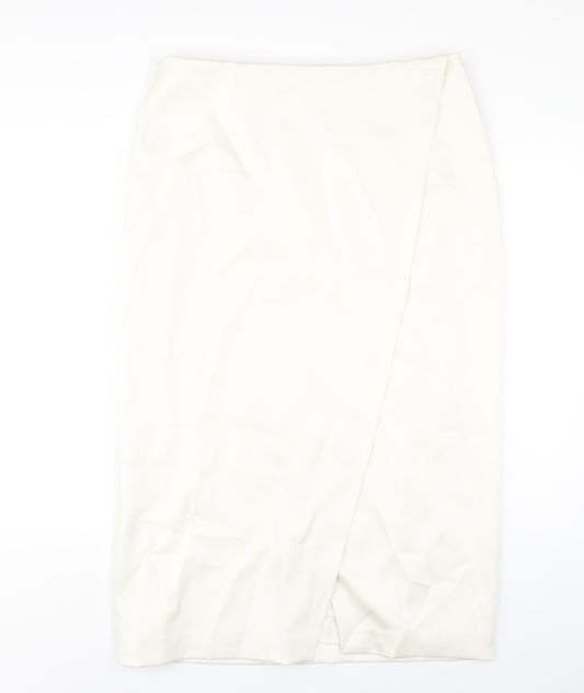 Marks and Spencer Womens Ivory Polyester A-Line Skirt Size 16 Zip