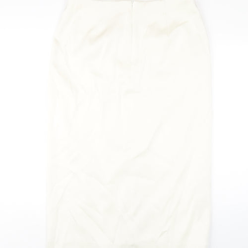 Marks and Spencer Womens Ivory Polyester A-Line Skirt Size 16 Zip