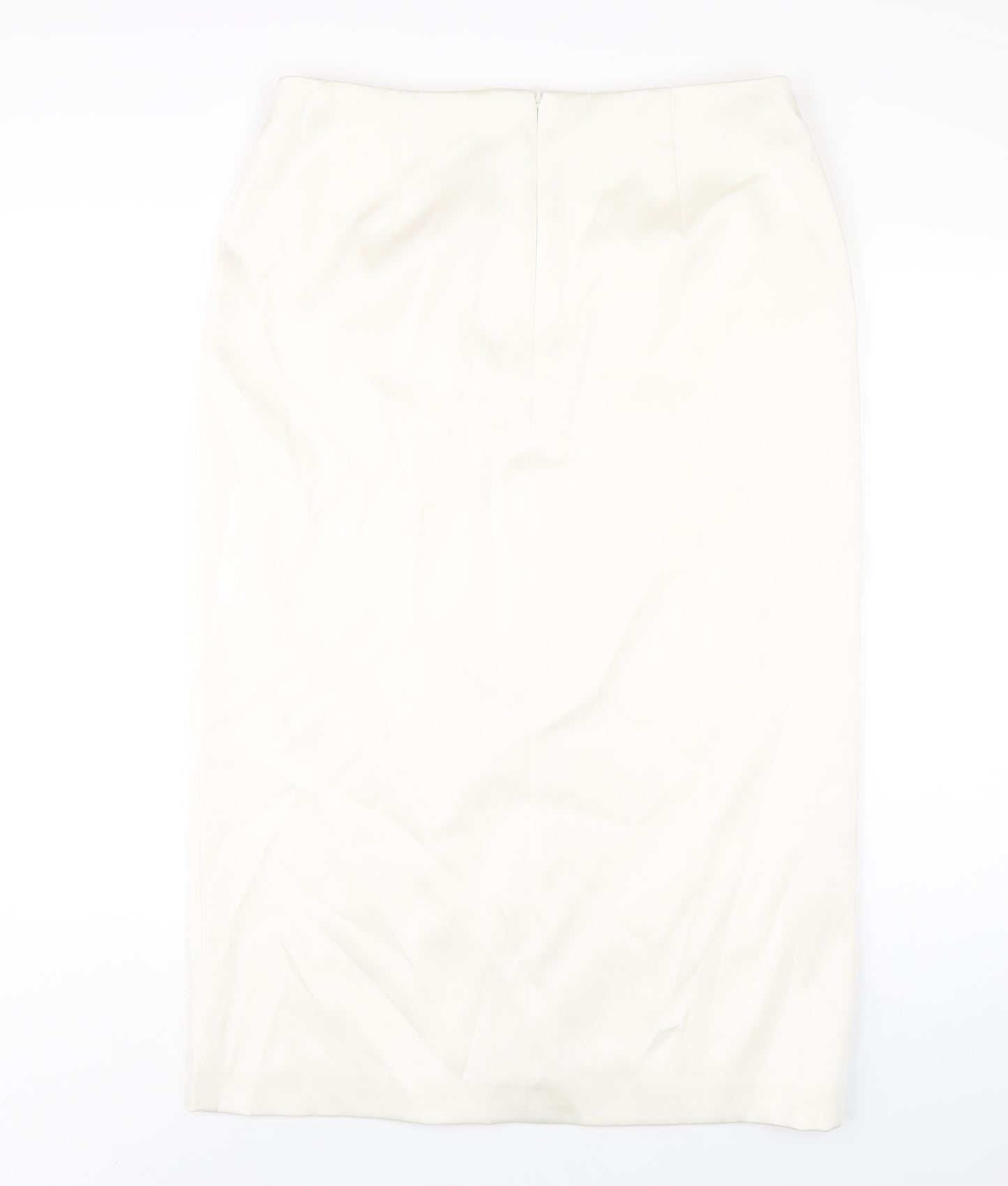 Marks and Spencer Womens Ivory Polyester A-Line Skirt Size 16 Zip