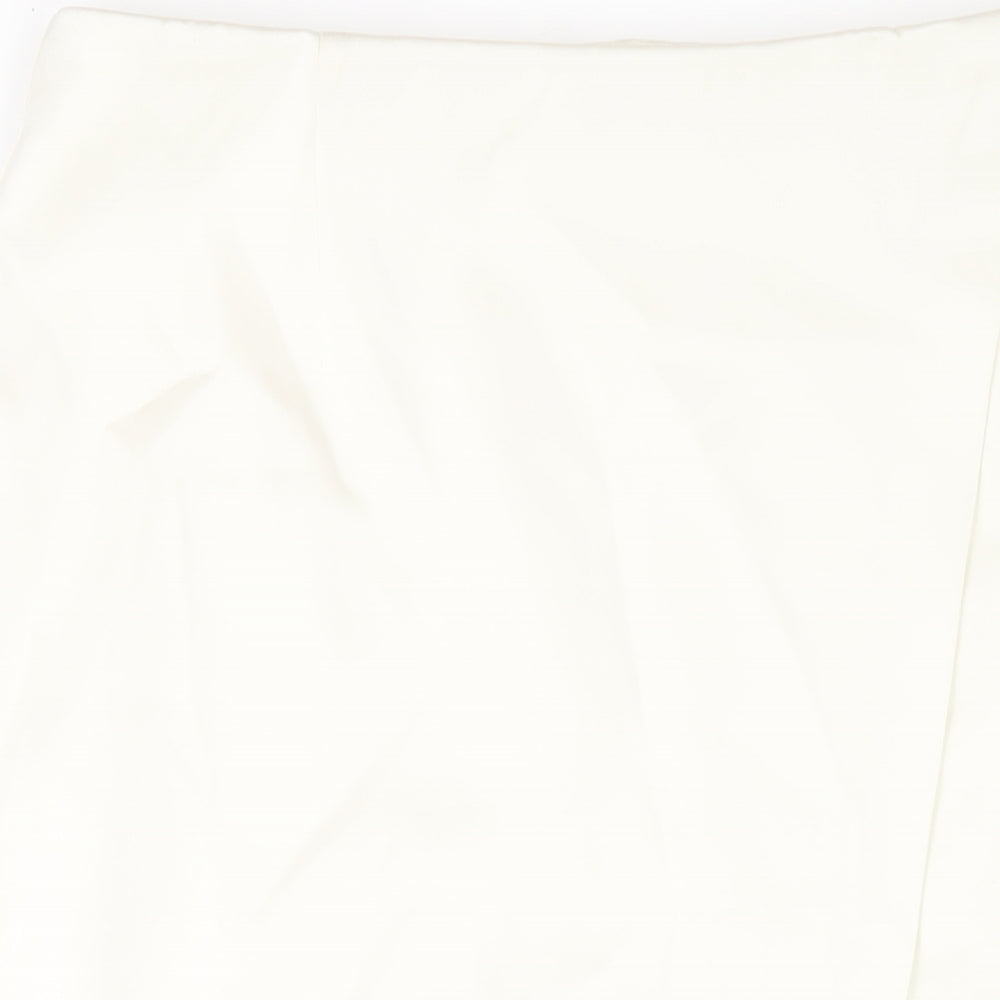 Marks and Spencer Womens Ivory Polyester A-Line Skirt Size 16 Zip