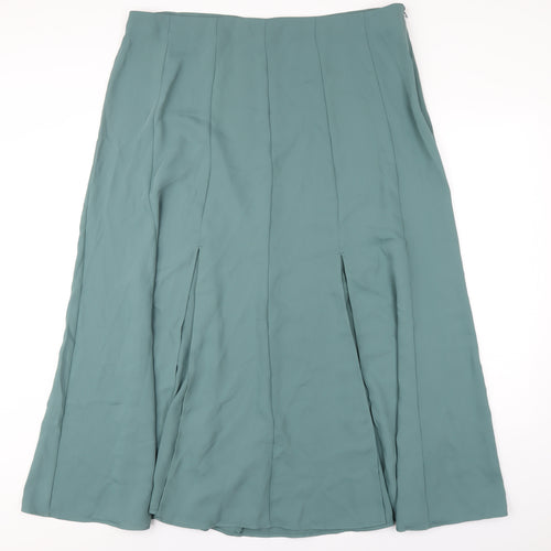 Marks and Spencer Womens Green Polyester A-Line Skirt Size 20 Zip