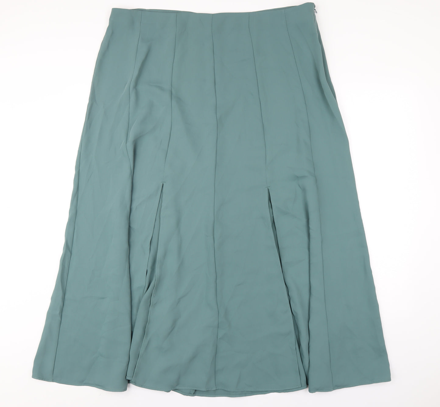 Marks and Spencer Womens Green Polyester A-Line Skirt Size 20 Zip