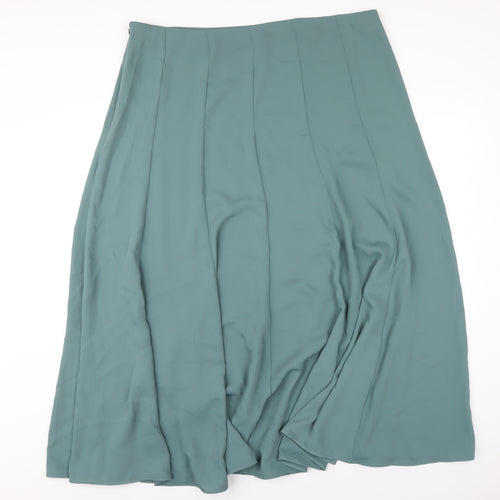 Marks and Spencer Womens Green Polyester A-Line Skirt Size 20 Zip