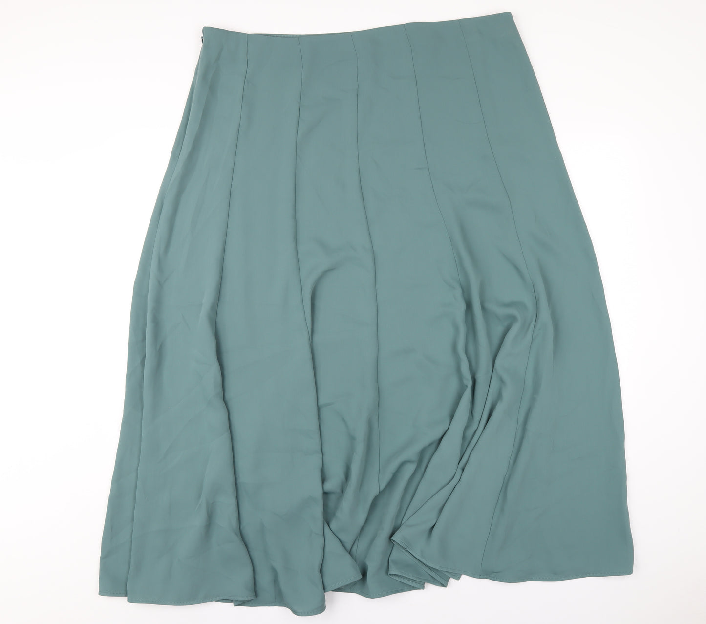 Marks and Spencer Womens Green Polyester A-Line Skirt Size 20 Zip