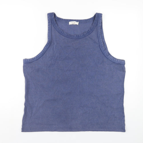 Per Una Womens Blue Cotton Basic Tank Size 24 Round Neck