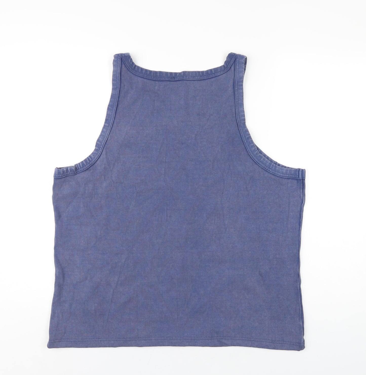 Per Una Womens Blue Cotton Basic Tank Size 24 Round Neck