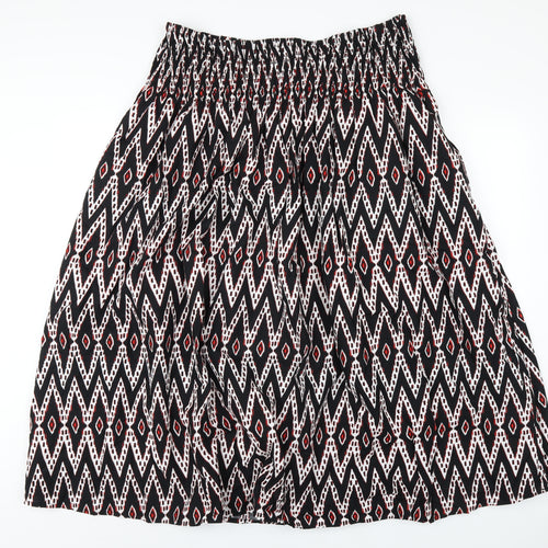 Marks and Spencer Womens Black Geometric Cotton A-Line Skirt Size 20