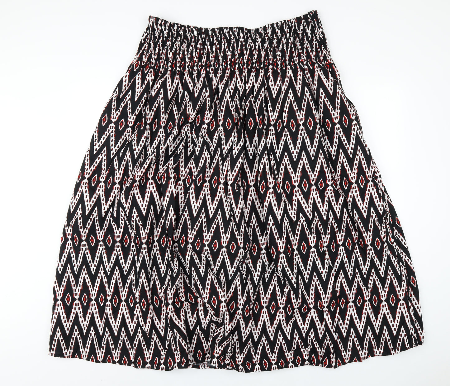 Marks and Spencer Womens Black Geometric Cotton A-Line Skirt Size 20