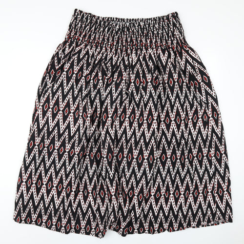 Marks and Spencer Womens Black Geometric Cotton A-Line Skirt Size 20