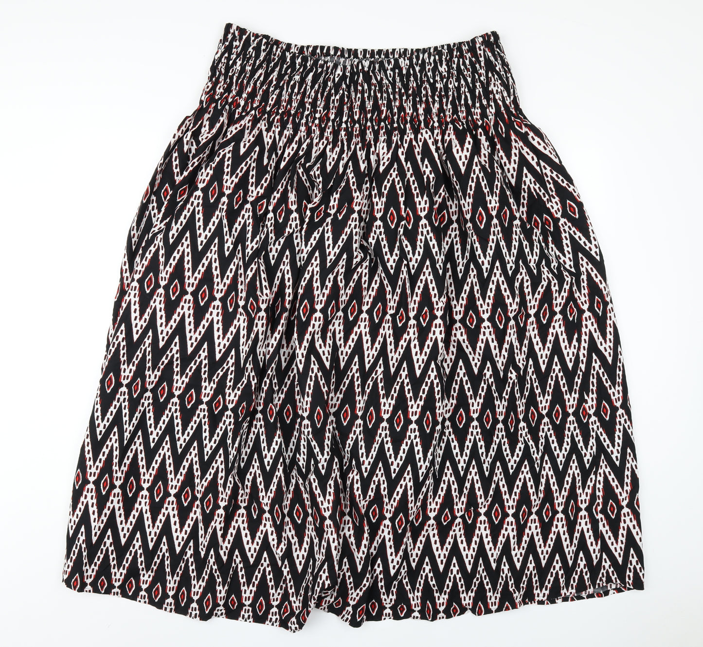 Marks and Spencer Womens Black Geometric Cotton A-Line Skirt Size 20