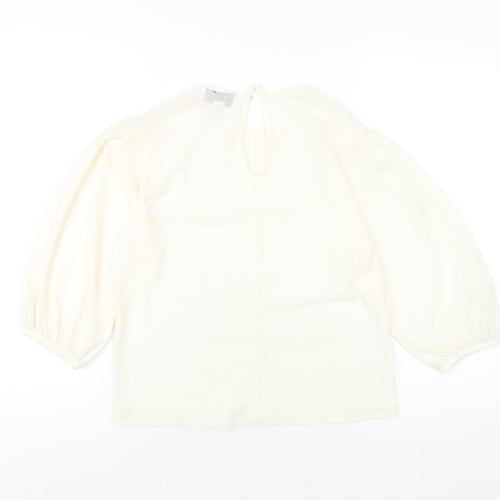 Topshop Womens Ivory Polyester Basic T-Shirt Size 10 Round Neck