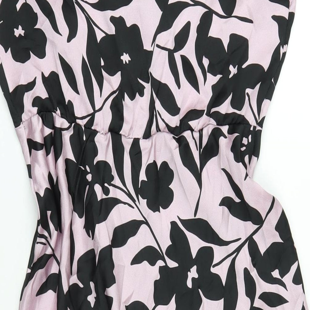 New Look Womens Purple Geometric Polyester A-Line Size 8 V-Neck Pullover