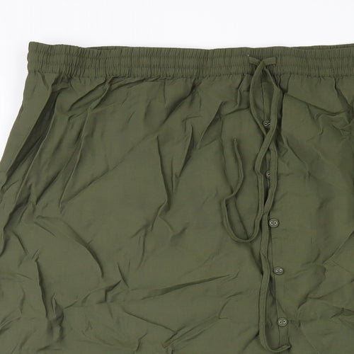 Marks and Spencer Womens Green Cotton A-Line Skirt Size 20 Drawstring