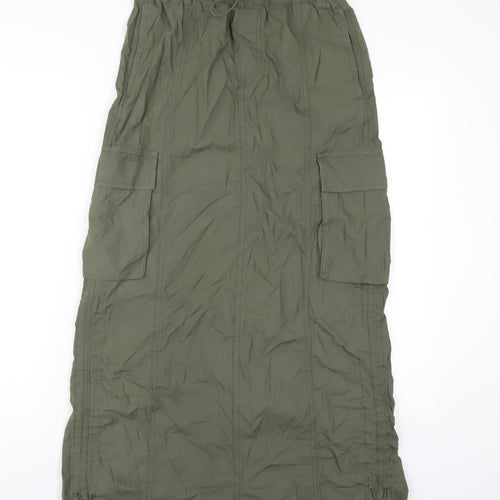 Marks and Spencer Womens Green Cotton A-Line Skirt Size 8