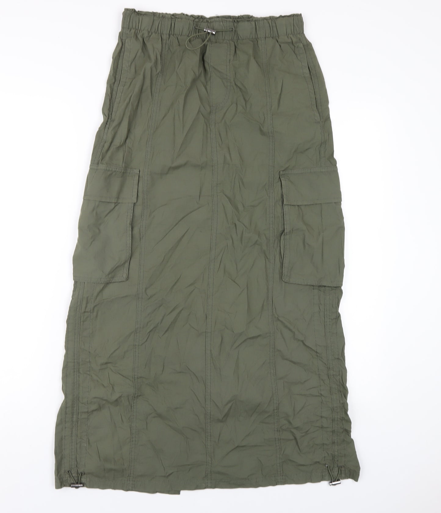 Marks and Spencer Womens Green Cotton A-Line Skirt Size 8