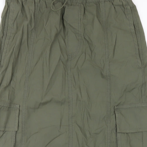 Marks and Spencer Womens Green Cotton A-Line Skirt Size 8