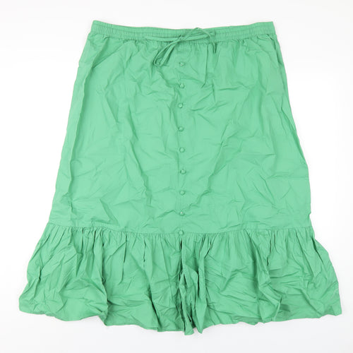 Marks and Spencer Womens Green Cotton A-Line Skirt Size 20