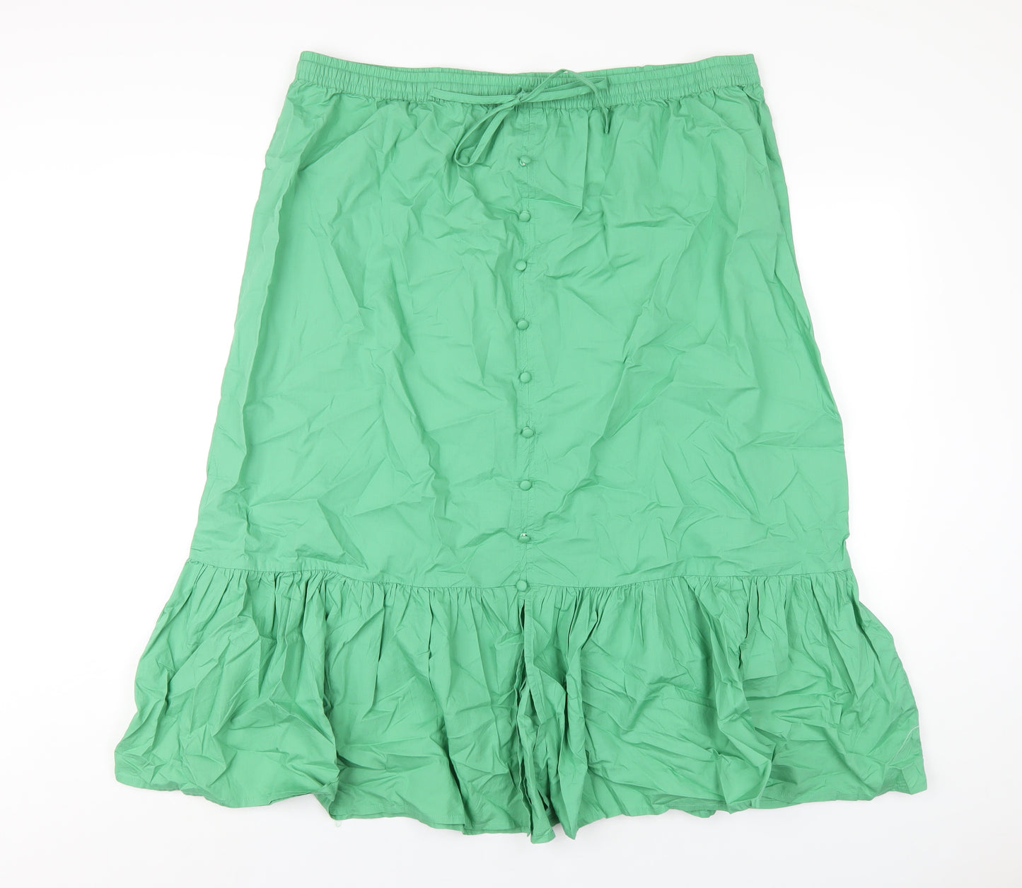 Marks and Spencer Womens Green Cotton A-Line Skirt Size 20