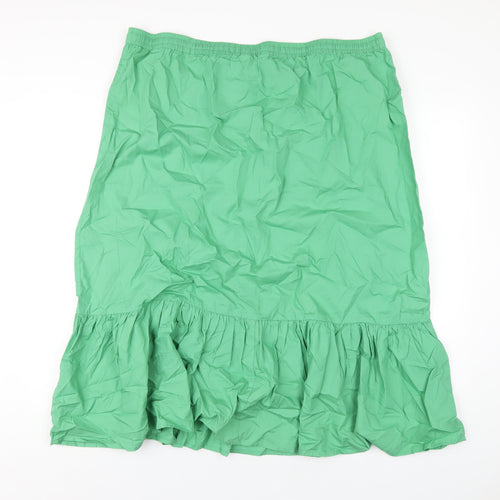 Marks and Spencer Womens Green Cotton A-Line Skirt Size 20