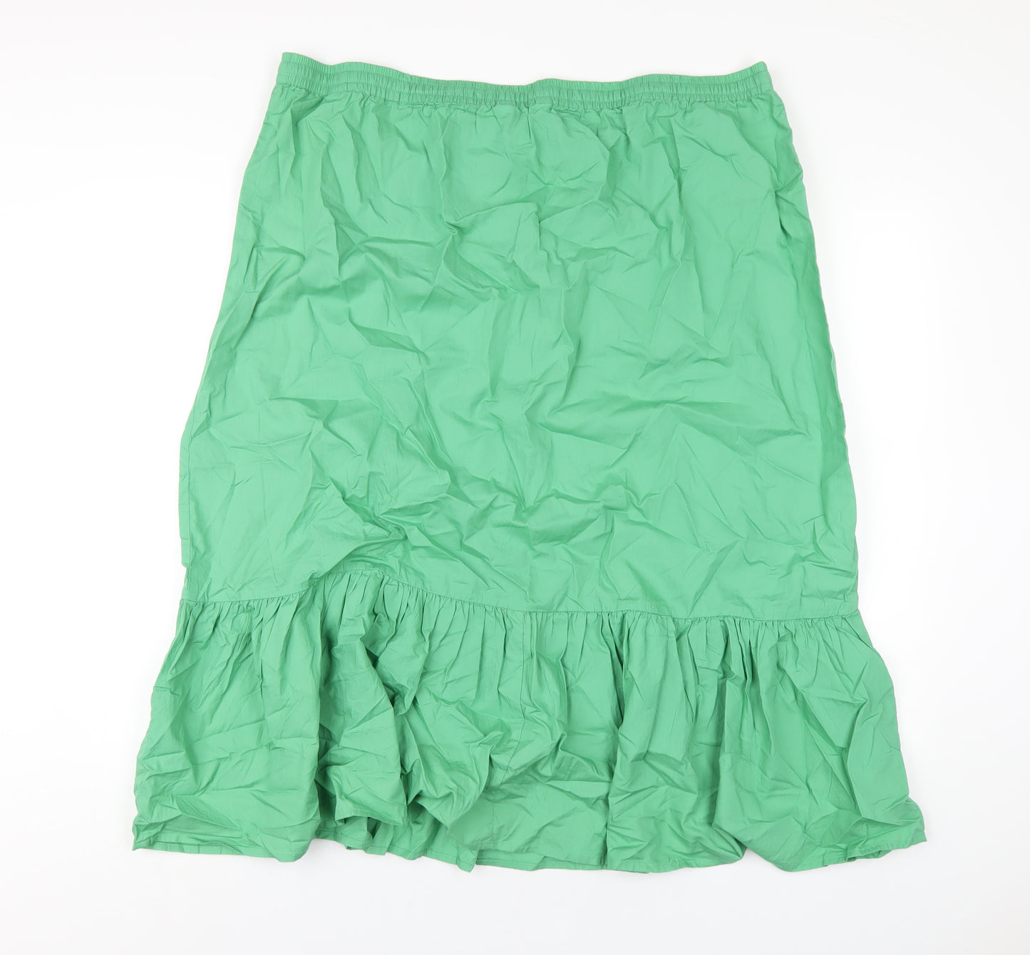 Marks and Spencer Womens Green Cotton A-Line Skirt Size 20