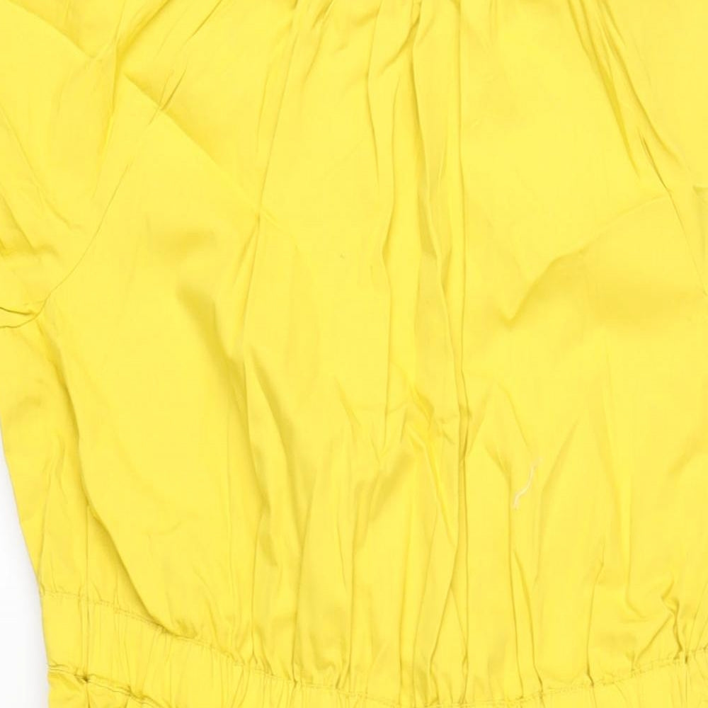 Marks and Spencer Womens Yellow Cotton A-Line Size 14 Round Neck Tie