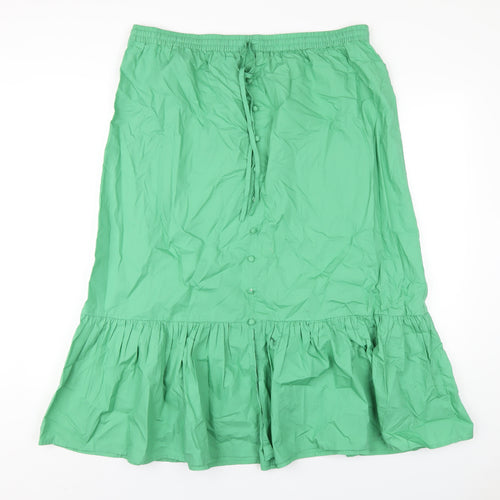 Marks and Spencer Womens Green Cotton A-Line Skirt Size 18