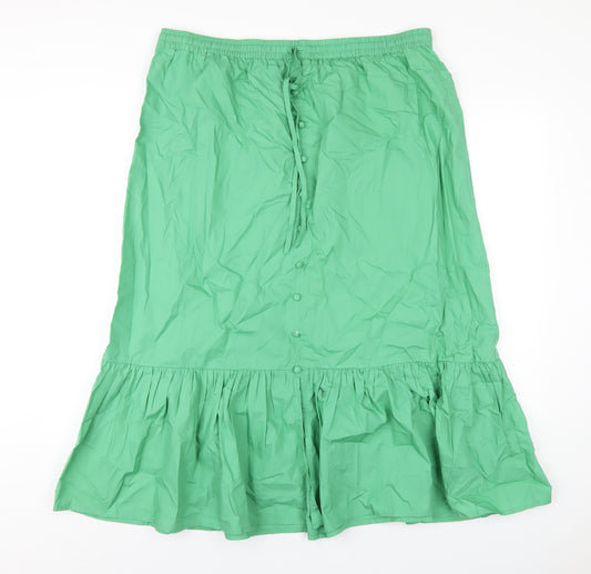 Marks and Spencer Womens Green Cotton A-Line Skirt Size 18