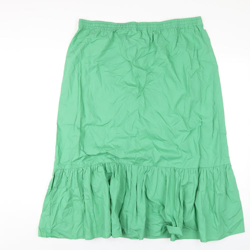 Marks and Spencer Womens Green Cotton A-Line Skirt Size 18