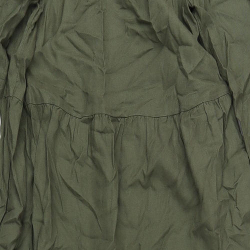 Marks and Spencer Womens Green Linen A-Line Size 8 V-Neck Pullover