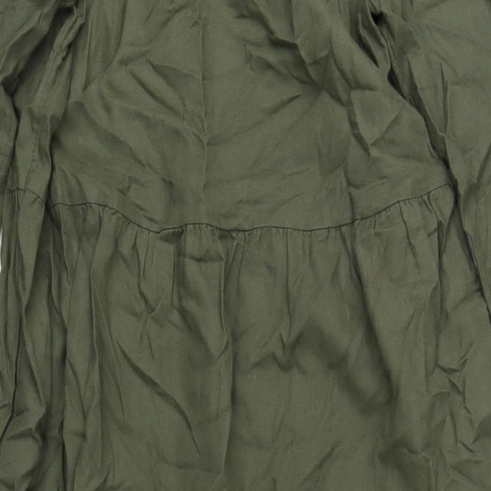 Marks and Spencer Womens Green Linen A-Line Size 8 V-Neck Pullover