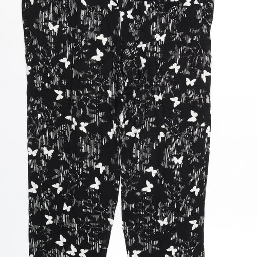 Yours Womens Black Geometric Viscose Trousers Size 18 L30 in Regular