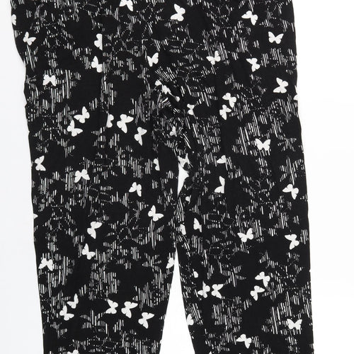 Yours Womens Black Geometric Viscose Trousers Size 18 L30 in Regular