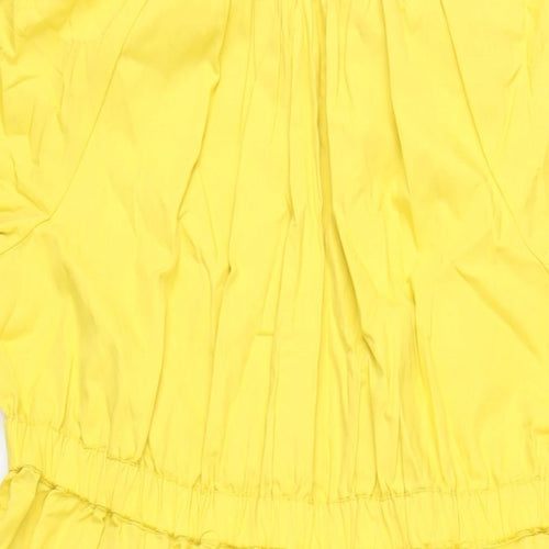 Marks and Spencer Womens Yellow Cotton A-Line Size 16 Round Neck Tie